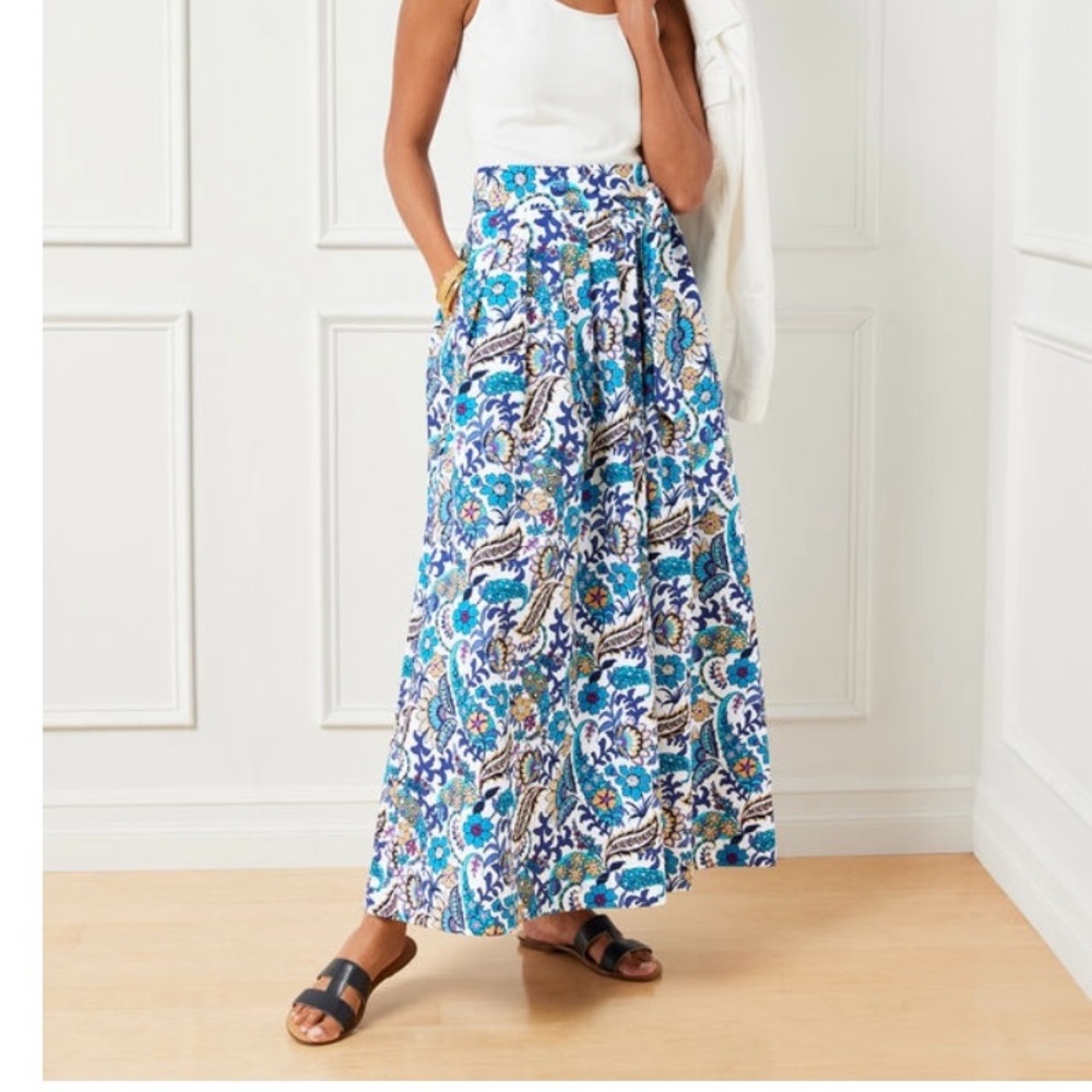 Talbots Blue and White Floral Maxi Skirt